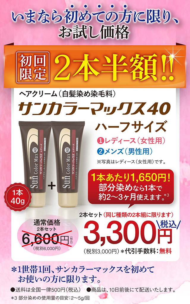 サンカラーマックス40 レディース ヘアクリーム 白髪用毛染料 ハーフサイズ …